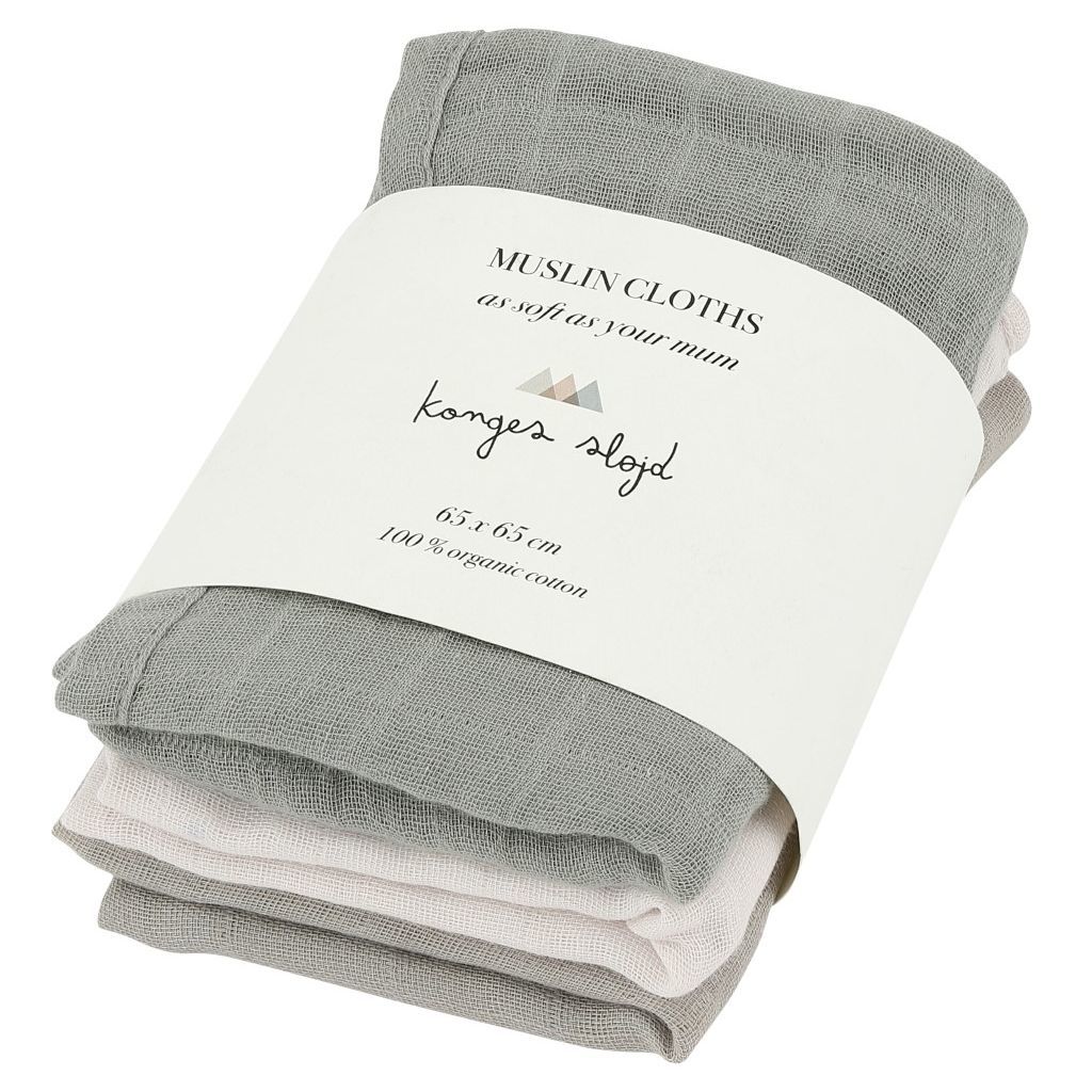3 PACK MUSLIN CLOTHS LIME DUST