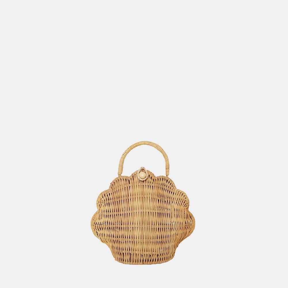 RATTAN SHELL BAG - STRAW