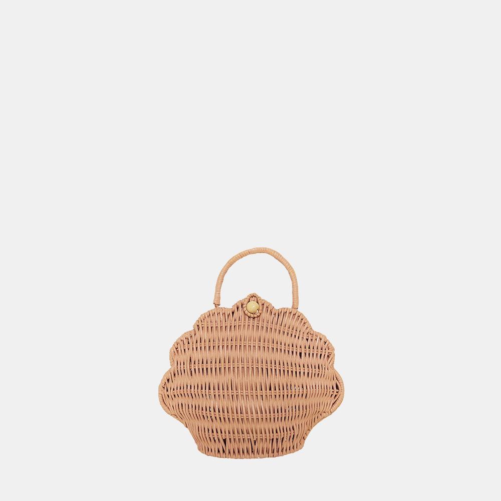 RATTAN SHELL BAG - ROSE
