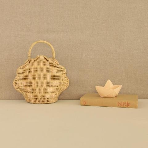 RATTAN SHELL BAG - STRAW