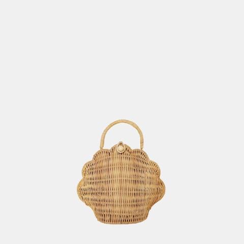 RATTAN SHELL BAG - STRAW