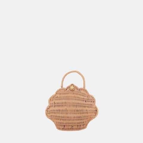 RATTAN SHELL BAG - ROSE