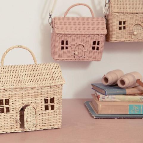 RATTAN CASA CLUTCH - STRAW